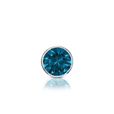 Certified 14k White Gold Bezel Round Blue Diamond Single Stud Earring 0.25 ct. tw. (Blue, SI1-SI2)