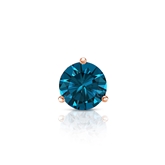 Certified 14k Rose Gold 3-Prong Martini Round Blue Diamond Single Stud Earring 0.38 ct. tw. (Blue, SI1-SI2)