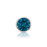 Certified 14k Rose Gold Bezel Round Blue Diamond Single Stud Earring 0.38 ct. tw. (Blue, SI1-SI2)