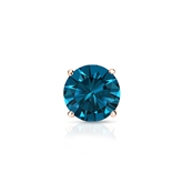 Certified 14k Rose Gold 4-Prong Basket Round Blue Diamond Single Stud Earring 0.50 ct. tw. (Blue, SI1-SI2)