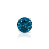 Certified 14k White Gold 4-Prong Basket Round Blue Diamond Single Stud Earring 0.50 ct. tw. (Blue, SI1-SI2)
