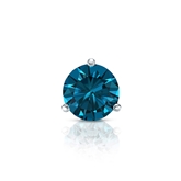 Certified 14k White Gold 3-Prong Martini Round Blue Diamond Single Stud Earring 0.50 ct. tw. (Blue, SI1-SI2)