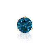Certified 18k Yellow Gold 3-Prong Martini Round Blue Diamond Single Stud Earring 0.50 ct. tw. (Blue, SI1-SI2)