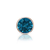 Certified 14k Rose Gold Bezel Round Blue Diamond Single Stud Earring 0.50 ct. tw. (Blue, SI1-SI2)