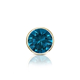 Certified 14k Yellow Gold Bezel Round Blue Diamond Single Stud Earring 0.50 ct. tw. (Blue, SI1-SI2)