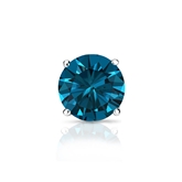 Certified 14k White Gold 4-Prong Basket Round Blue Diamond Single Stud Earring 0.75 ct. tw. (Blue, SI1-SI2)