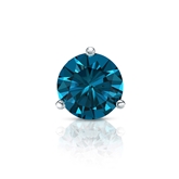 Certified 18k White Gold 3-Prong Martini Round Blue Diamond Single Stud Earring 0.75 ct. tw. (Blue, SI1-SI2)