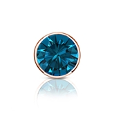 Certified 14k Rose Gold Bezel Round Blue Diamond Single Stud Earring 0.75 ct. tw. (Blue, SI1-SI2)