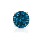 Certified 14k Rose Gold 4-Prong Basket Round Blue Diamond Single Stud Earring 1.50 ct. tw. (Blue, SI1-SI2)