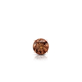 Certified 14k Rose Gold 4-Prong Basket Round Brown Diamond Single Stud Earring 0.13 ct. tw. (Brown, SI1-SI2)