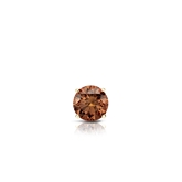 Certified 18k Yellow Gold 4-Prong Basket Round Brown Diamond Single Stud Earring 0.13 ct. tw. (Brown, SI1-SI2)