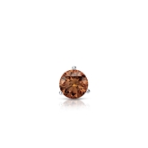 Certified 14k White Gold 3-Prong Martini Round Brown Diamond Single Stud Earring 0.13 ct. tw. (Brown, SI1-SI2)