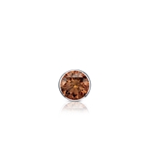 Certified 14k White Gold Bezel Round Brown Diamond Single Stud Earring 0.13 ct. tw. (Brown, SI1-SI2)