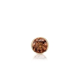 Certified 18k Yellow Gold Bezel Round Brown Diamond Single Stud Earring 0.13 ct. tw. (Brown, SI1-SI2)