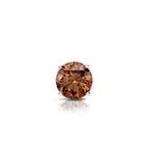 Certified 14k White Gold 4-Prong Basket Round Brown Diamond Single Stud Earring 0.25 ct. tw. (Brown, SI1-SI2)
