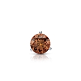 Certified 14k White Gold 3-Prong Martini Round Brown Diamond Single Stud Earring 0.25 ct. tw. (Brown, SI1-SI2)
