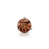 Certified 18k White Gold 3-Prong Martini Round Brown Diamond Single Stud Earring 0.38 ct. tw. (Brown, SI1-SI2)