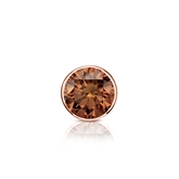 Certified 14k Rose Gold Bezel Round Brown Diamond Single Stud Earring 0.38 ct. tw. (Brown, SI1-SI2)