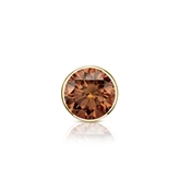 Certified 14k Yellow Gold Bezel Round Brown Diamond Single Stud Earring 0.38 ct. tw. (Brown, SI1-SI2)