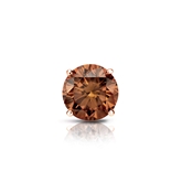 Certified 14k Rose Gold 4-Prong Basket Round Brown Diamond Single Stud Earring 0.50 ct. tw. (Brown, SI1-SI2)