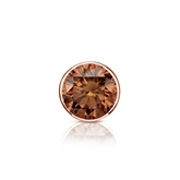 Certified 14k Rose Gold Bezel Round Brown Diamond Single Stud Earring 0.50 ct. tw. (Brown, SI1-SI2)