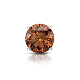 Certified 14k White Gold 4-Prong Basket Round Brown Diamond Single Stud Earring 0.75 ct. tw. (Brown, SI1-SI2)