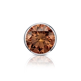Certified 18k White Gold Bezel Round Brown Diamond Single Stud Earring 0.75 ct. tw. (Brown, SI1-SI2)