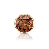 Certified 18k Yellow Gold Bezel Round Brown Diamond Single Stud Earring 0.75 ct. tw. (Brown, SI1-SI2)
