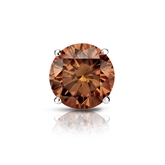 Certified 14k White Gold 4-Prong Basket Round Brown Diamond Single Stud Earring 1.25 ct. tw. (Brown, SI1-SI2)