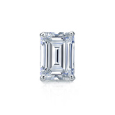 Certified 14k White Gold 4-Prong Basket Emerald Cut Diamond Single Stud Earring 0.75 ct. tw. (H-I, SI1-SI2)