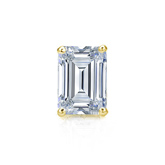 Certified 18k Yellow Gold 4-Prong Basket Emerald Cut Diamond Single Stud Earring 0.75 ct. tw. (I-J, I1-I2)