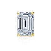 Certified 18k Yellow Gold 4-Prong Basket Emerald Cut Diamond Single Stud Earring 1.00 ct. tw. (I-J, I1-I2)