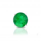 14k White Gold 4-Prong Basket Round Green Emerald Gemstone Single Stud Earring 0.31 ct. tw.