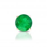 14k Yellow Gold 4-Prong Basket Round Green Emerald Gemstone Single Stud Earring 0.31 ct. tw.
