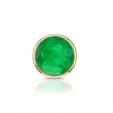 14k Yellow Gold Bezel Round Single Green Emerald Gemstone Stud Earrings 0.75 ct. tw.
