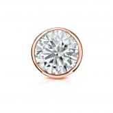 Single 14k Rose Gold Bezel Round Moissanite Stud Earring 0.50 ct TGW