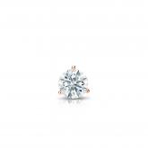 Natural Diamond Single Stud Earring Hearts & Arrows 0.13 ct. tw. (F-G, I1-I2, Ideal) 14k Rose Gold 3-Prong Martini