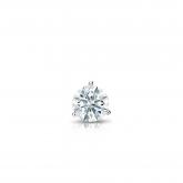 Natural Diamond Single Stud Earring Hearts & Arrows 0.13 ct. tw. (G-H, SI1-SI2) 18k White Gold 3-Prong Martini