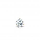 Natural Diamond Single Stud Earring Hearts & Arrows 0.13 ct. tw. (G-H, SI1-SI2) 14k Yellow Gold 3-Prong Martini