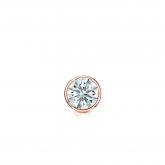 Natural Diamond Single Stud Earring Hearts & Arrows 0.13 ct. tw. (H-I, I1-I2) 14k Rose Gold Bezel