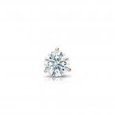 Natural Diamond Single Stud Earring Hearts & Arrows 0.17 ct. tw. (F-G, I1-I2, Ideal) 14k Rose Gold 3-Prong Martini