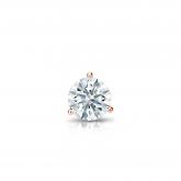 Natural Diamond Single Stud Earring Hearts & Arrows 0.20 ct. tw. (F-G, SI1, Ideal) 14k Rose Gold 3-Prong Martini