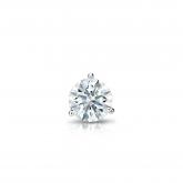 Natural Diamond Single Stud Earring Hearts & Arrows 0.20 ct. tw. (F-G, VS2, Ideal) 18k White Gold 3-Prong Martini
