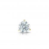 Natural Diamond Single Stud Earring Hearts & Arrows 0.20 ct. tw. (H-I, I1-I2) 18k Yellow Gold 3-Prong Martini