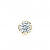 Natural Diamond Single Stud Earring Hearts & Arrows 0.20 ct. tw. (F-G, VS1-VS2) 14k Yellow Gold Bezel