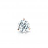 Natural Diamond Single Stud Earring Hearts & Arrows 0.25 ct. tw. (F-G, I1-I2, Ideal) 14k Rose Gold 3-Prong Martini