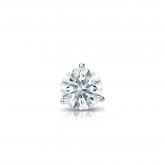 Natural Diamond Single Stud Earring Hearts & Arrows 0.25 ct. tw. (F-G, VS1-VS2) 18k White Gold 3-Prong Martini