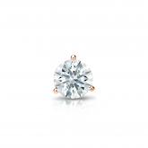 Natural Diamond Single Stud Earring Hearts & Arrows 0.31 ct. tw. (F-G, VS1-VS2) 14k Rose Gold 3-Prong Martini