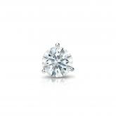 Natural Diamond Single Stud Earring Hearts & Arrows 0.31 ct. tw. (F-G, I1-I2, Ideal) 18k White Gold 3-Prong Martini