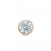 Natural Diamond Single Stud Earring Hearts & Arrows 0.31 ct. tw. (H-I, I1-I2) 14k Rose Gold Bezel